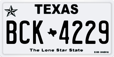 TX license plate BCK4229