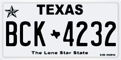 TX license plate BCK4232