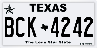 TX license plate BCK4242