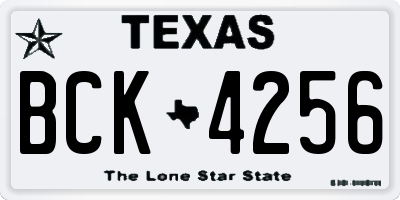TX license plate BCK4256