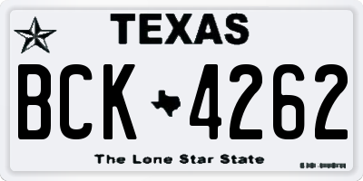 TX license plate BCK4262