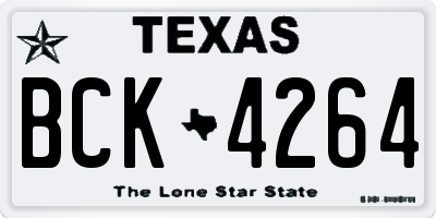 TX license plate BCK4264