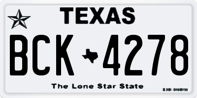 TX license plate BCK4278
