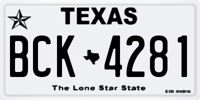 TX license plate BCK4281