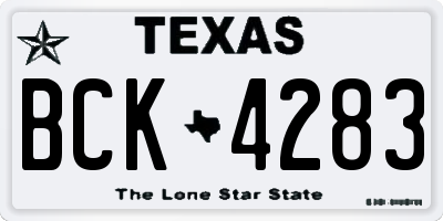 TX license plate BCK4283