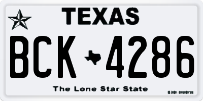 TX license plate BCK4286
