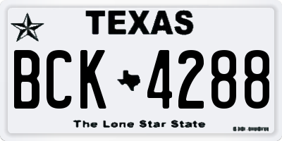 TX license plate BCK4288