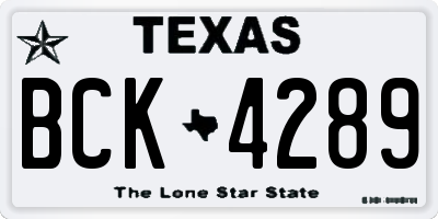 TX license plate BCK4289