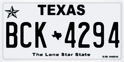 TX license plate BCK4294