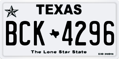 TX license plate BCK4296