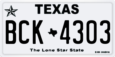 TX license plate BCK4303