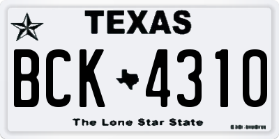 TX license plate BCK4310