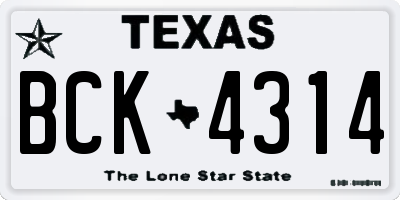 TX license plate BCK4314