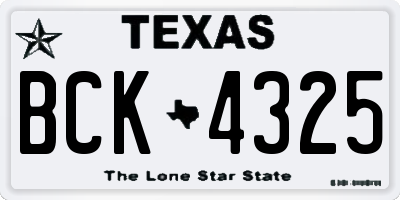 TX license plate BCK4325