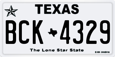 TX license plate BCK4329