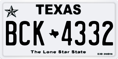 TX license plate BCK4332