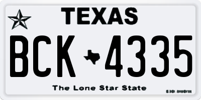 TX license plate BCK4335