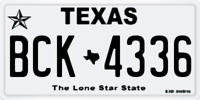 TX license plate BCK4336