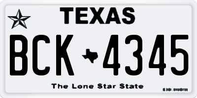 TX license plate BCK4345