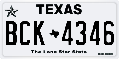 TX license plate BCK4346