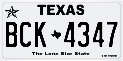 TX license plate BCK4347