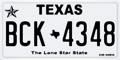 TX license plate BCK4348