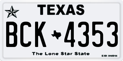 TX license plate BCK4353