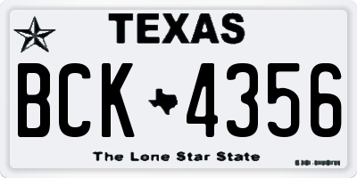 TX license plate BCK4356
