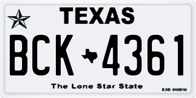 TX license plate BCK4361