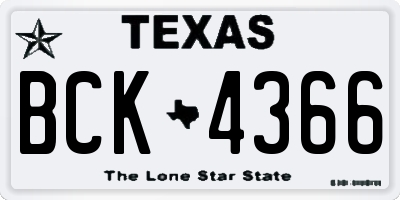 TX license plate BCK4366