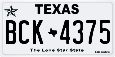 TX license plate BCK4375