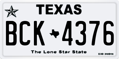 TX license plate BCK4376