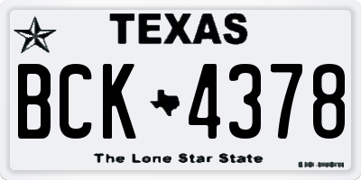 TX license plate BCK4378