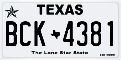 TX license plate BCK4381