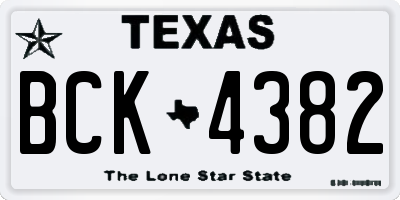 TX license plate BCK4382