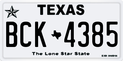 TX license plate BCK4385