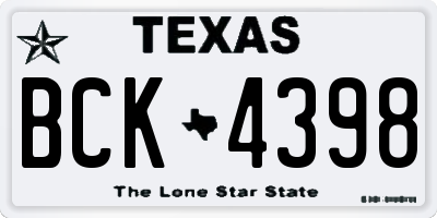 TX license plate BCK4398
