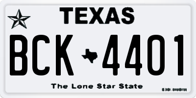 TX license plate BCK4401