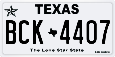 TX license plate BCK4407