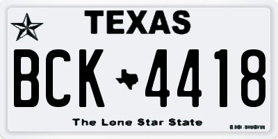 TX license plate BCK4418