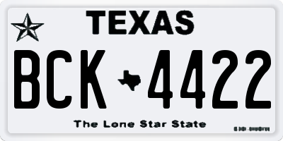 TX license plate BCK4422