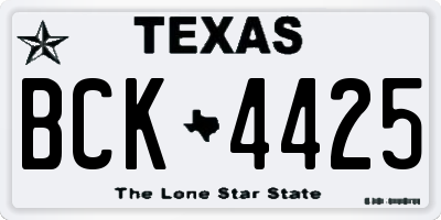 TX license plate BCK4425
