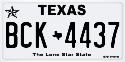 TX license plate BCK4437