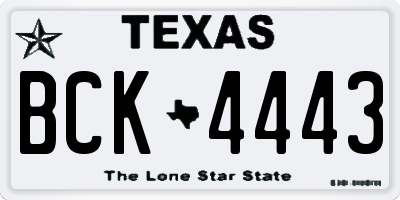 TX license plate BCK4443