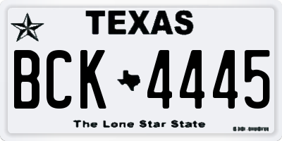 TX license plate BCK4445
