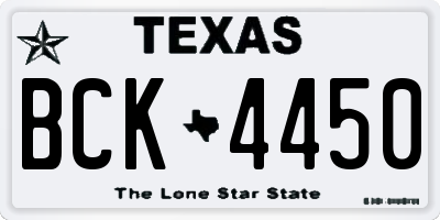 TX license plate BCK4450