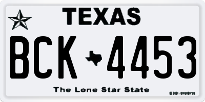 TX license plate BCK4453