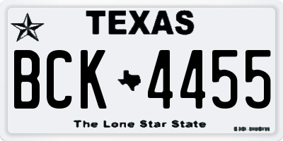 TX license plate BCK4455