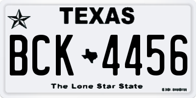 TX license plate BCK4456