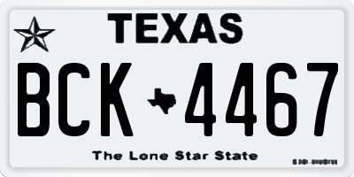 TX license plate BCK4467